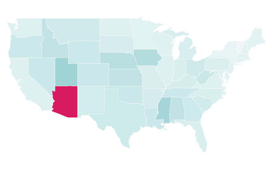 Affinity by region — Arizona State Sun Devils football, United States