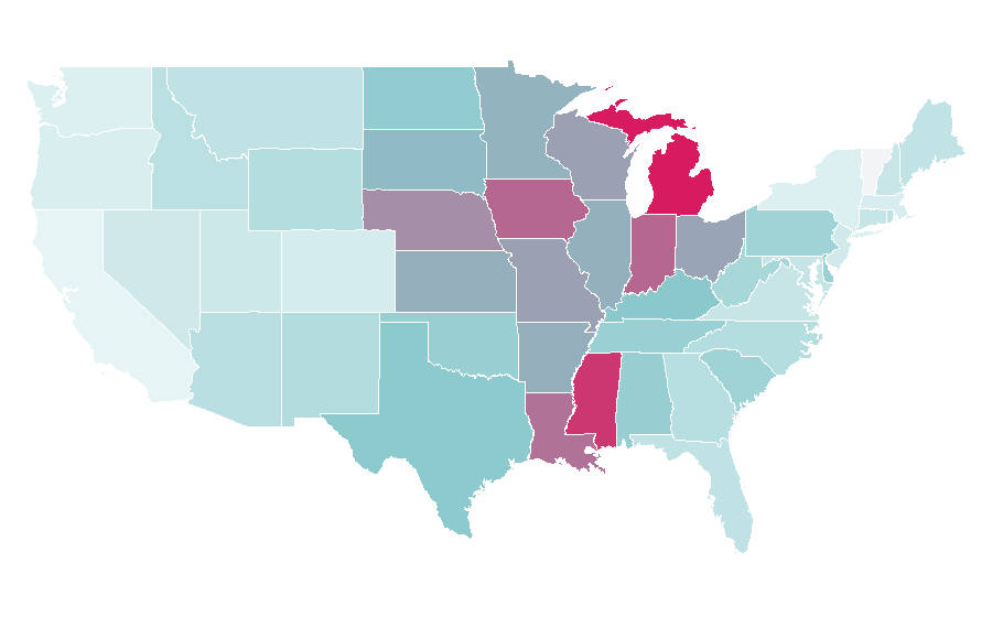 Affinity by region — Buick LaCrosse, United States