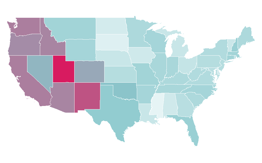 Affinity by region — Catherine Zeta-Jones, United States