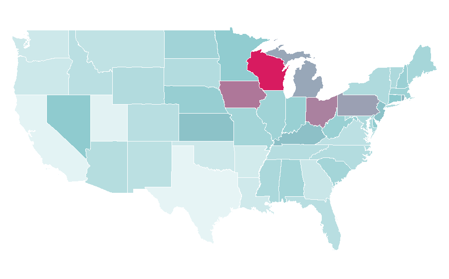 Affinity by region — CBS Sports, United States