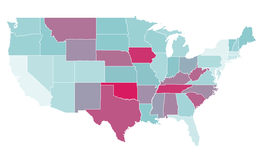 Affinity by region — Dexter and The Moonrocks, United States