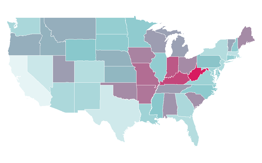 Affinity by region — Diagnosis: Murder, United States