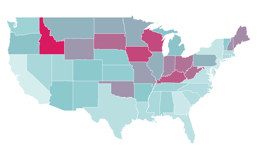 Affinity by region — Disturbed (band), United States