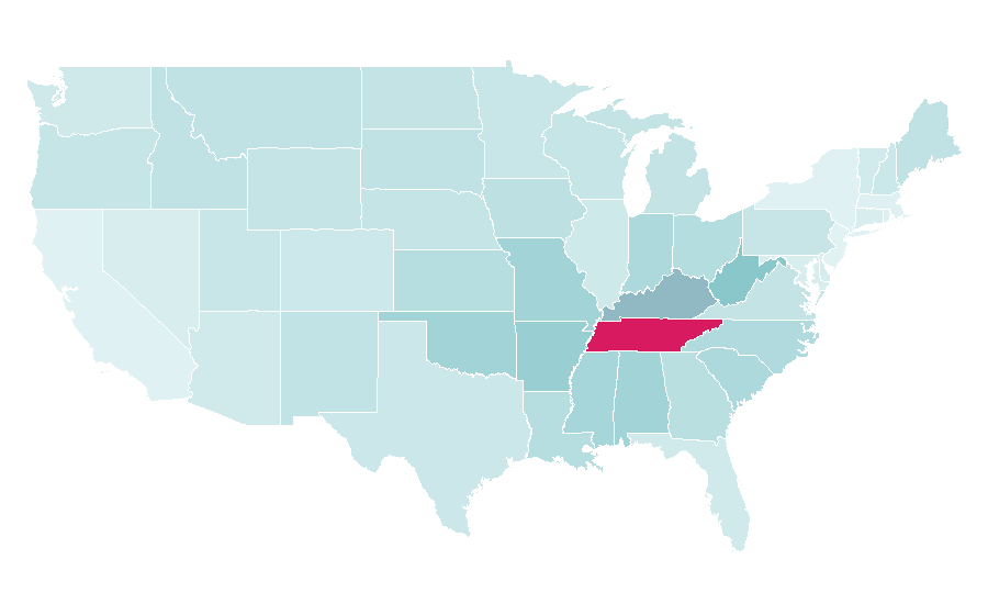 Affinity by region — Dolly Parton, United States