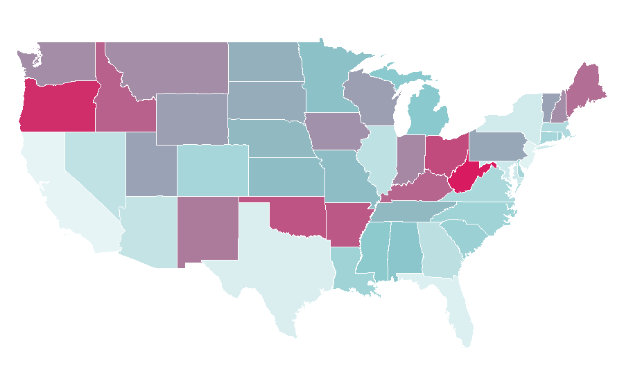 Affinity by region — Finding Bigfoot, United States