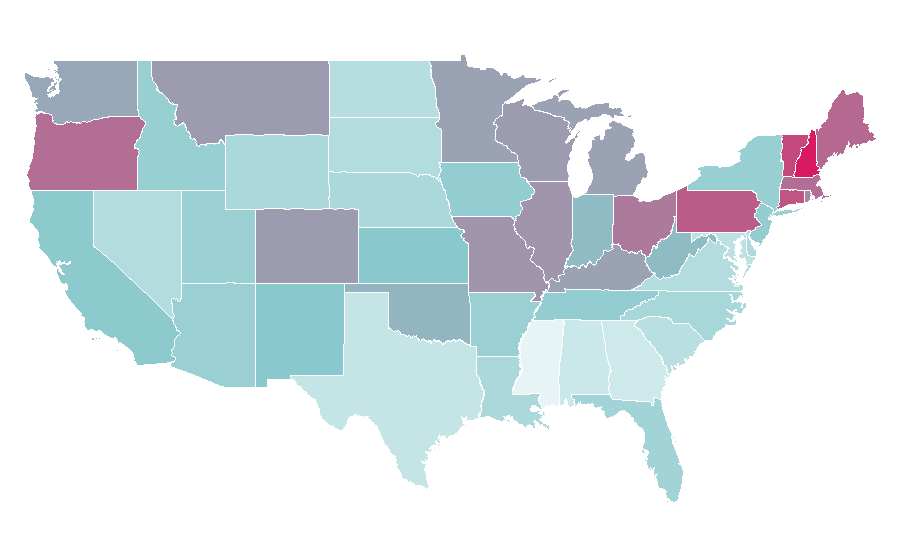 Affinity by region — Led Zeppelin, United States