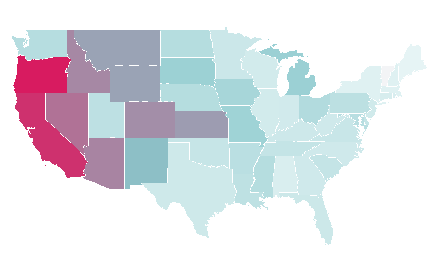 Affinity by region — Los Angeles Chargers, United States