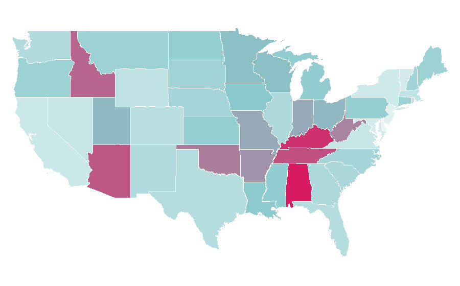 Affinity by region — Miley Cyrus, United States
