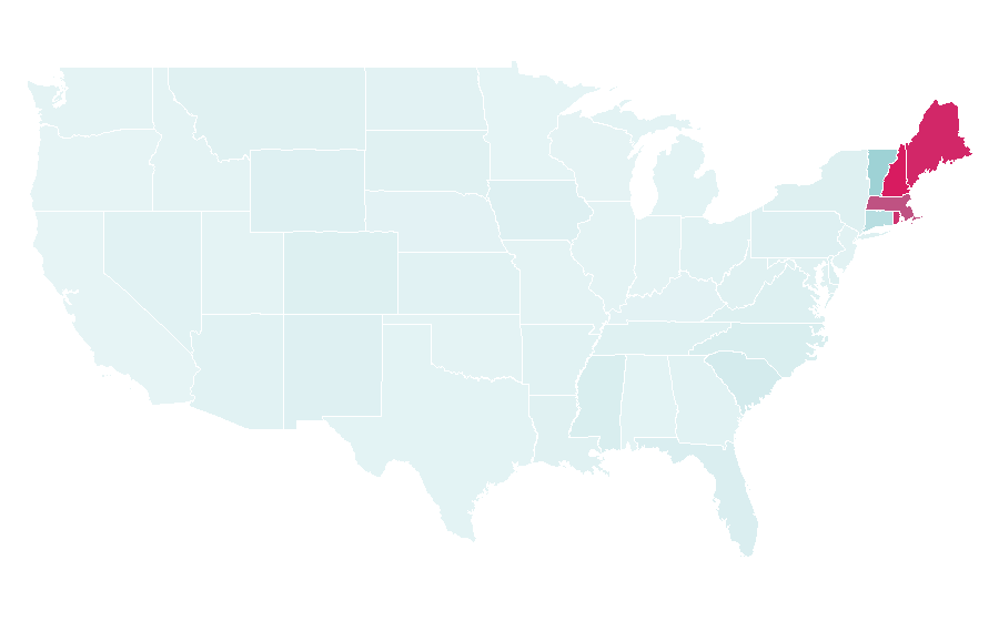 Affinity by region — New England Patriots, United States