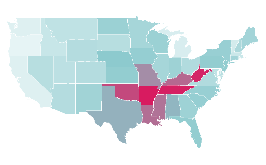 Affinity by region — Nissan Pathfinder, United States