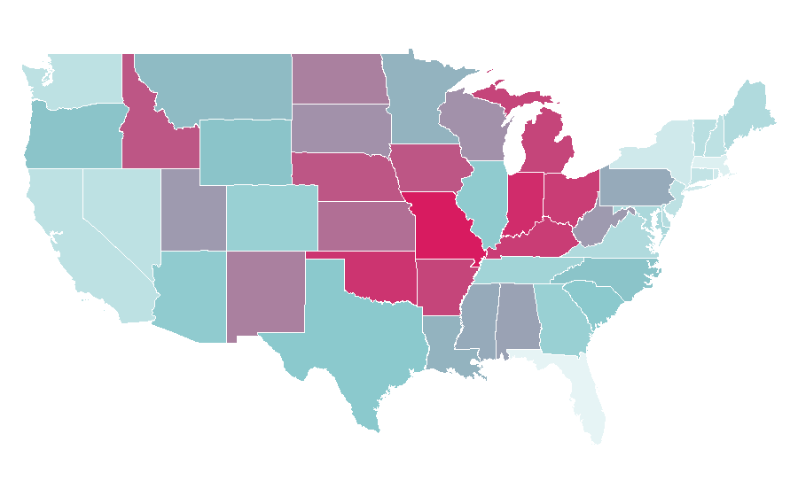 Affinity by region — Teenage Mutant Ninja Turtles, United States