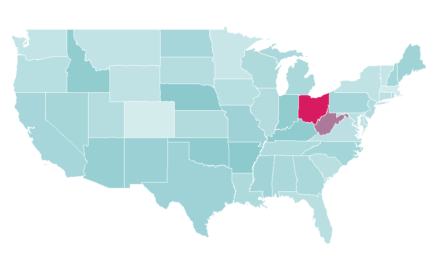 Affinity by region — The SpongeBob SquarePants Movie, United States