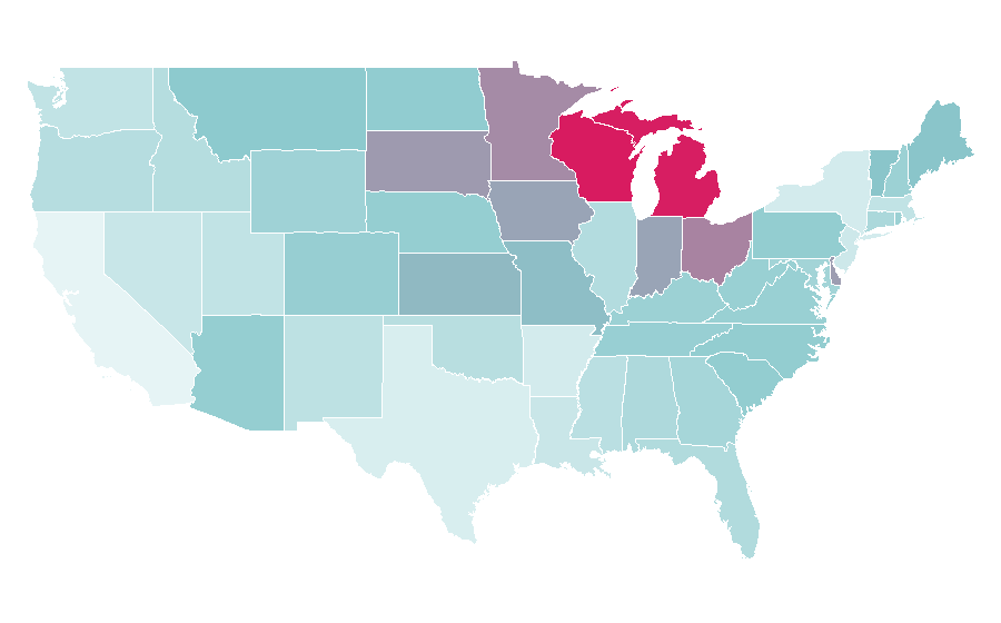 Affinity by region — USA Today, United States