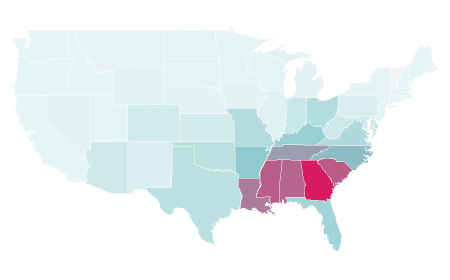 Affinity by region — Waffle House, United States