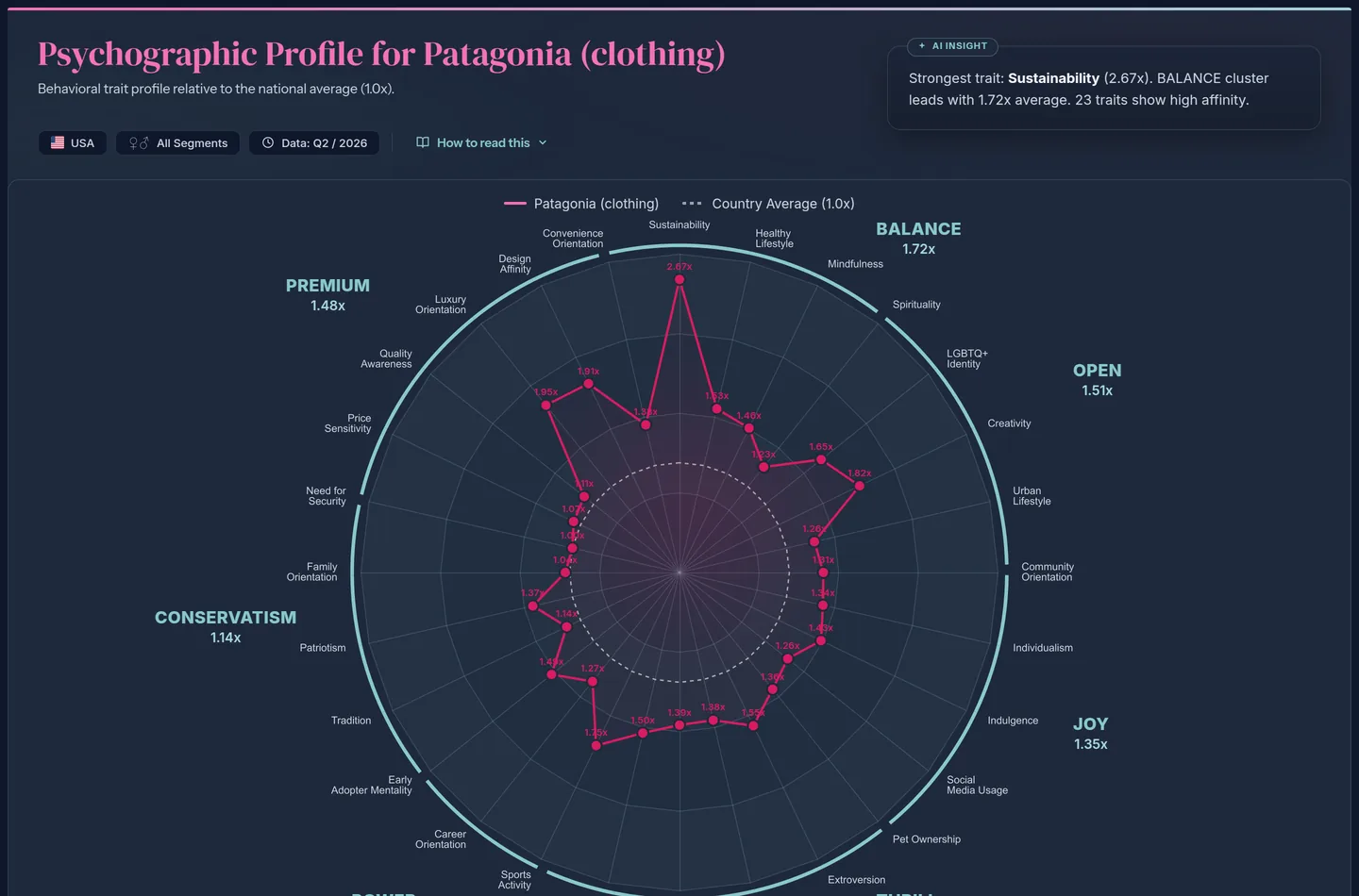 Psychographic profile for Patagonia