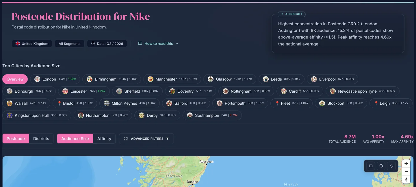 Nike UK postcodes